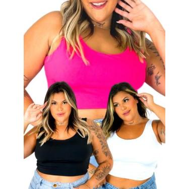 Imagem de Kit 3 Tops Plus Size Reforçado Cropped Super Sustentação Xxg - VESTI S