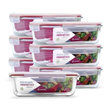 Imagem de Kit 7 Potes de Vidro Retangular com Tampa Hermética 2800ml - NABOX, Ve