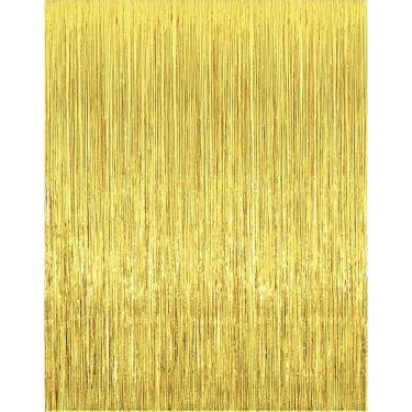 Imagem de Cortinas com franjas i-Chony Shiny Gold Metallic Tinsel Foil x2