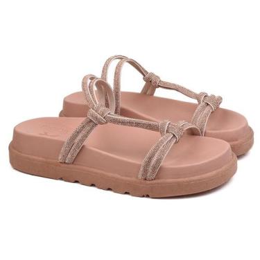 Imagem de Sandália papete feminina flat brilho marcella - LilaBlu, Nude, 34