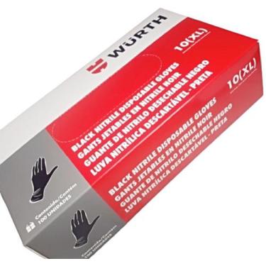 Imagem de Luva nitrilica descartavel preta - caixa c/ 100 unid - tam. 10 (g) wur