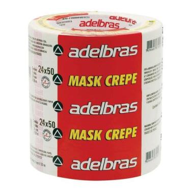 Imagem de Fita Crepe Adesiva 24mm X 50m Adelbras - Pacote Com 5un