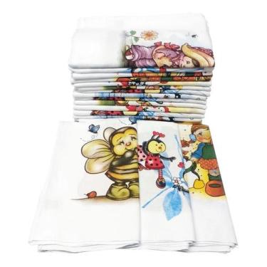 Imagem de Pano De Prato Estampado Barato C/ Bainha 44x68cm Kit Com 12 - Dugu
