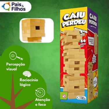 Imagem de Jogo Caiu Perdeu Madeira 54 peças - Pais & Filhos - PAIS E FILHOS