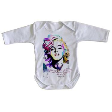 Imagem de body nenê criança roupa bebê manga longa Marilyn Monroe frase  - Empór