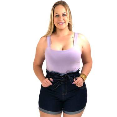 Imagem de Shorts Jeans Feminino Plus Size - La Rosa Flor, Azul escuro, 48