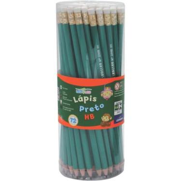 Imagem de Lápis Preto Sextavado Léo e Léo Verde HB com Borracha Pote com 72 - Le