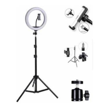 Imagem de Kit Iluminação Ring Light Led Video Live Luz 26cm + Tripé 2m - Pdo