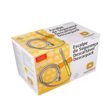Imagem de ESCALPE c/ dispositivo 25G LARANJA LOCK DESCARPACK CX COM 100 UNIDADES