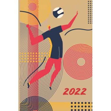 Imagem de Calendar 2022: year planner weekly overview | week start Monday | 6x9" appx A5 compact easy to carry | 2022 | January to December | UK holidays ... and scheduler for 1 year | Retro Volleyball