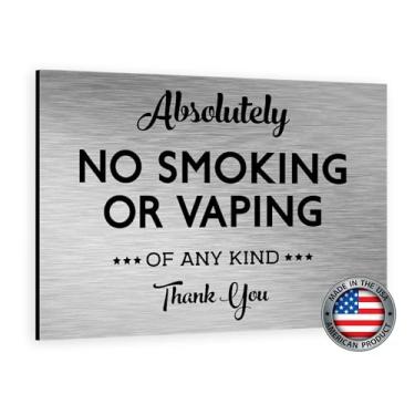 Imagem de Placa "No Smoking or Vaping" - ACM de alumínio escovado, perfeito para aluguéis de férias e escritórios (alumínio escovado, 12,7 cm x 17,8 cm)