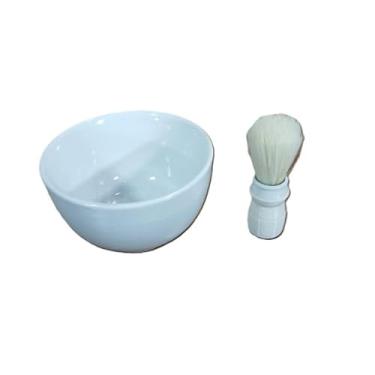 Imagem de Jogo Pincel P/Barbear Espuma Bojo Porcelana Branca Novo disp