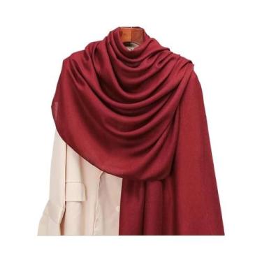 Imagem de Cachecol Pashmina Feminino de Inverno - Quente, com Borla e Listras, Q