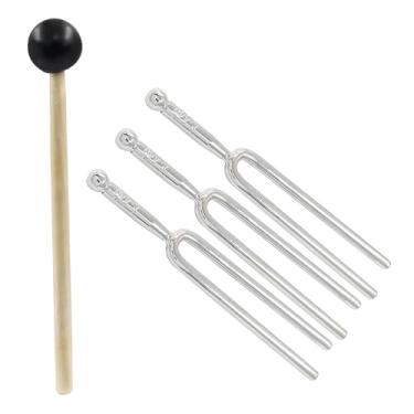 Imagem de Piutouyar 3 peças de diapasão de 440 Hz com martelo, conjunto de diapasão de metal, ferramenta de tom de afinador padrão, instrumento musical para violino, violão, ferramenta de afinação de tom
