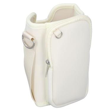Imagem de Saco Portador de Garrafa de água, Bolsa Portátil de Suporte de Garrafa de água Pu Com Bolsa e Armadilha de Ombro Ajustável para Acessórios de Copo (Branco leitoso)