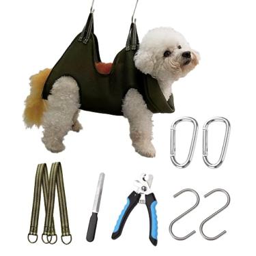 Imagem de Kkiimatt Arnês De Rede Para Cuidados Com Animais De Estimação 10 Em 1 Com Cortador/Aparador De Unhas, Lixa De Unhas, Pente, Rede Para Unhas De Cachorro, Estilingue Para Cuidados Com Cães Para Aparar/C