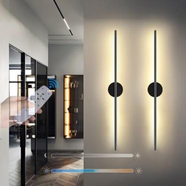 Imagem de Luminária de parede LED interna com controle remoto, luzes de parede reguláveis, luz de parede sensível ao toque recarregável por USB, sem fio, rotação de 350°, arandela para quarto, sala de