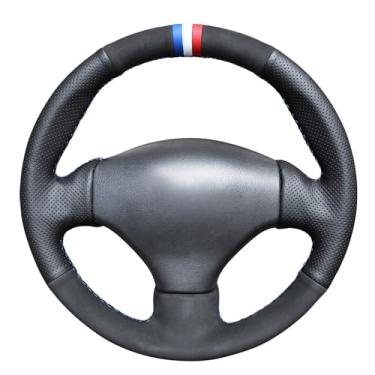 Imagem de MEWANT Capa de volante para Peugeot 206 1998-2005/206 SW 2003-2005/206 CC 2004-2005/206 - Camurça + Couro de Microfibra Perfurado - Estilo 04