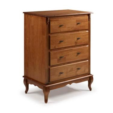 Imagem de Cômoda de Madeira Maciça com 4 Gavetas Pés Luis Xv 60400 Linz Móveis -
