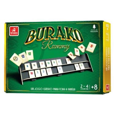 Imagem de Jogo Burako Rummy Feito De Madeira Com 106 Peças E 4 Suporte - Brincad