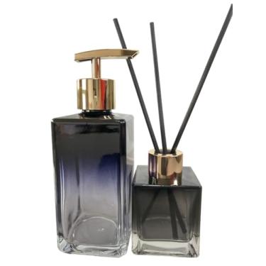 Imagem de Kit Lavabo Saboneteira 250ml E Difusor De Varetas 100ml Degrade Preto (Gold)