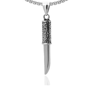 Imagem de Fusamk Colar de faca com pingente de etiqueta de adaga de aço titânio moderno, Aço inoxidável, Sem Pedra Preciosa