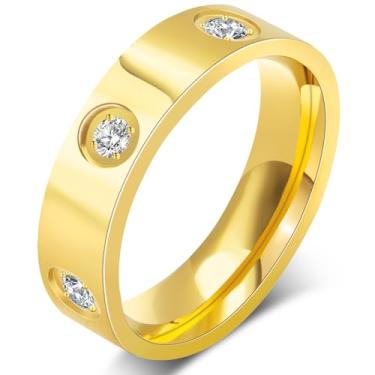 Imagem de Anéis de ouro da amizade para mulheres: aliança de casamento anel de ouro 18k zircônia cúbica anel de compromisso de aço inoxidável joias presentes de aniversário para mulheres, tamanho 6-10, Size 9, Metal, Zircônia cúbica