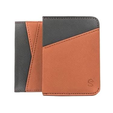 Imagem de Stylio Carteira minimalista com bolso frontal | Carteira de couro fina | Melhor presente para homens e mulheres | Porta-cartão de crédito com bloqueio de RFID | Carteira de couro real | Carteira