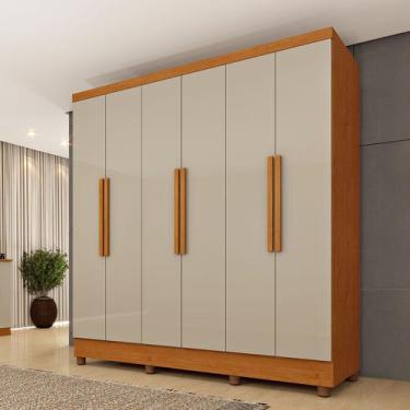 Imagem de Guarda-Roupa Casal Bariloche 6 Portas 4 Gavetas 31316 Cinamomo/Off Whi