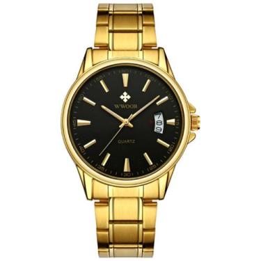 Imagem de Relógio Masculino Quartzo Dourado em Aço inoxidável Á prova Dagua - WW