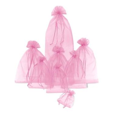 Imagem de Kit Com 50 Saquinhos De Organza 15x38cm - Fitas e Festas, Rosa