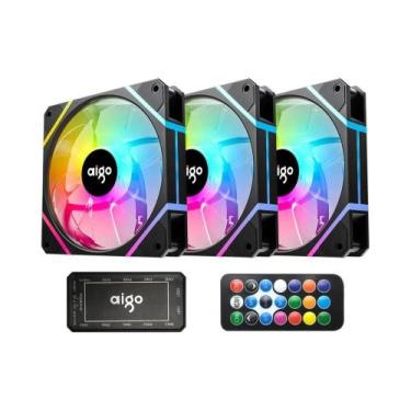 Imagem de RGB 120mm Aigo AM12 Case Fan Kit 6Pin Water Cooler CPU Ventiladores De