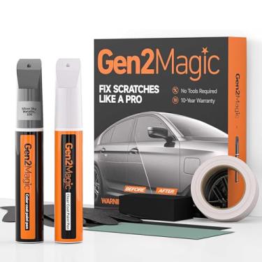 Imagem de Gen2Magic Kit de caneta de retoque metálico Silver Sky para Toyota [revestimento transparente incluído], correspondência de cor 1D6 para arranhões, lascas de pedras, amassados, reparo fácil de
