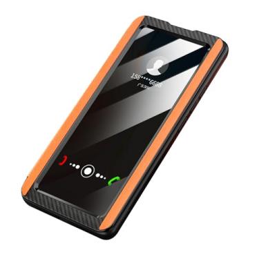 Imagem de LYJSMGZ Capa de couro genuíno para Samsung Galaxy S25 Ultra/S25 Plus/S25, Smart Flip View, hibernação fechada, capa fina, suporta carregamento sem fio, laranja, S25 Plus