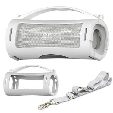 Imagem de Capa de silicone compatível com alto-falante Bluetooth portátil Sony ULT Field 1, capa protetora para acessórios de alto-falante Sony ULT Field 1 (capa de silicone) (off-white)