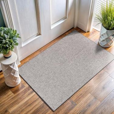 Imagem de Tapete de porta de juta fácil, 5 x 7 cm, cinza, interno, externo, prata, sólido, estilo rústico, tapete de fácil limpeza, tecido, tapete, para sala de estar, quarto, sala de jantar, corredor,