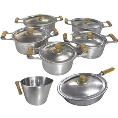 Imagem de Jogo de Panelas Alumínio Batido Fundido 7 Peças Polida Grossa com Tampa de Alumínio