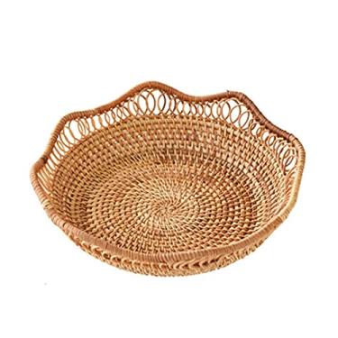 Imagem de Cesta oca de renda de vime, cesta de armazenamento de frutas, doces, cesta de armazenamento de frutas secas