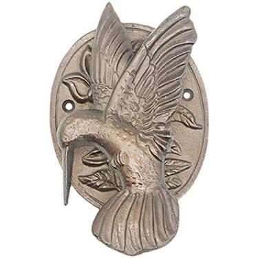 Imagem de Maçaneta de porta de correr de celeiro, aldízio rústico em forma de pássaro para decoração de entrada de porta de entrada, anel de puxador de porta de jardim ou pátio de ferro forjado com parafuso