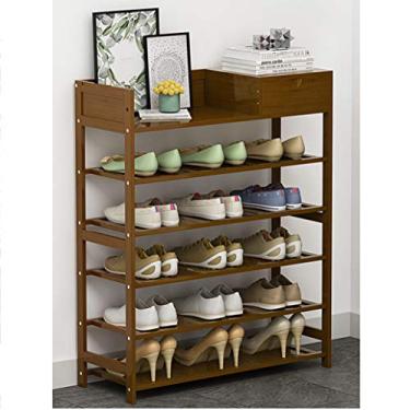 Imagem de JNQLLDS Sapateira organizador de sapatos de madeira de bambu com compartimentos de armazenamento para sapateiros e sapateiros, prateleira para sapateiros para entrada ou organização de armários