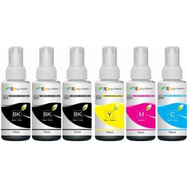 Imagem de Kit 6 Tintas Ecologycpaint modelo compativel 664 L-120 L-375 L-395 L-3