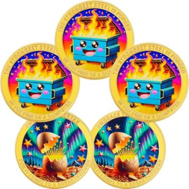 Imagem de BHealthLife 5 peças Moeda Desafio de Fogo de Lixeira - Moeda motivacional Glória Casca de Ovo - Acessórios de Mesa de Fogo do Lixeira Presentes Inspiradores para Mulheres Homens Colegas de Trabalho