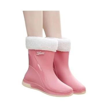 Imagem de Botas de Chuva Femininas de Borracha com Forro de Lã - Antiderrapantes