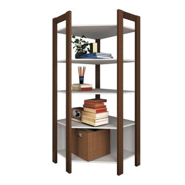 Imagem de Estante De Canto Closet Multiuso 5 Prateleiras Az1020 Nogal-branco - Tecno Mobili