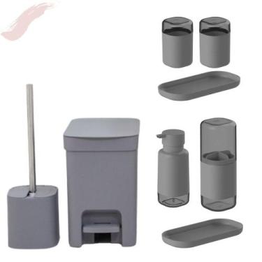 Imagem de Kit Banheiro Lavabo Completo Linha Dual Ou 8 peças, Cinza
