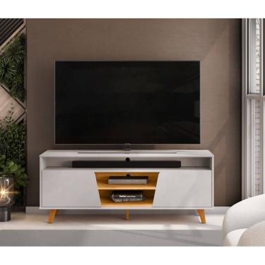 Imagem de Rack Bancada Lana C/ Bordas Arredondadas Para TV`s Até 60 Polegadas - Bali Credo DJ Móveis