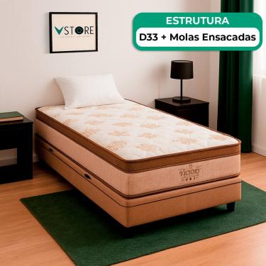 Imagem de Cama Box Baú Solteirão e Colchão Four Season Molas V-Store