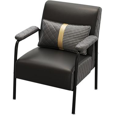 Imagem de Cadeiras De Sofá Modernas De Meados Do Século, Poltrona De Couro Com Moldura De Metal E Travesseiro Lombar, Poltrona Para Sala De Estar, Quarto, Escritório Em Casa, Black, Size