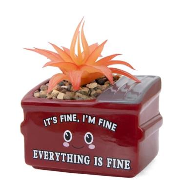 Imagem de YINUOWEI Vaso de cerâmica de suporte emocional, vasos de suculentas e vasos de plantas pequenas para decoração de mesa, acessórios de mesa de lixo, presentes engraçados para mulheres, homens, amigos