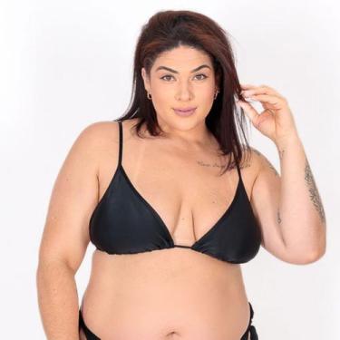 Imagem de Biquíni Top de Praia Cortininha Plus Size com Bojo Removível Preto - S